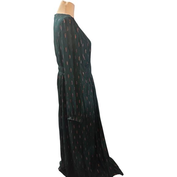 Modcloth Enchanted Evening V-Neck Maxi Dress Long Sleeve Retro Large - Picture 3 of 4